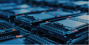 Close-up of lithium-ion battery modules arranged in a logistics facility, illustrating large-scale battery handling and energy supply chains. Mobile version of the visual for the homepage.